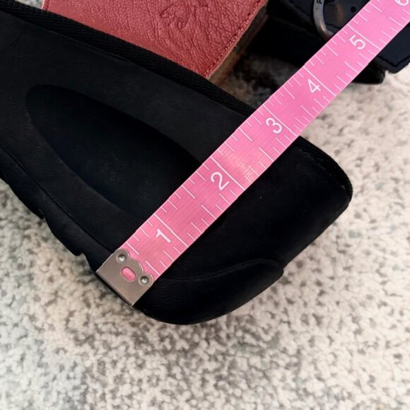 Fly London $218 Womens 38 US 7.5-8 Black Red Chunky Comfort Wedges Sandals Shoes - Picture 11 of 16